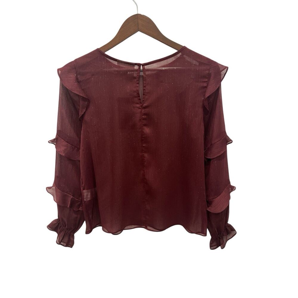 On-34th Women’s XS Port Royale Sheer Ruffled Blouse - Picture 2 of 5